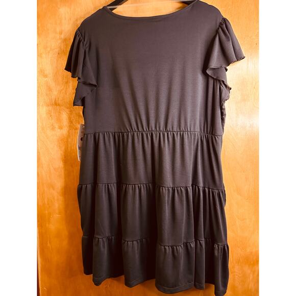 Just Be Women's Plus Size Tier Knee Length Short Sleeve Black Dress Size 3X New - Picture 2 of 6